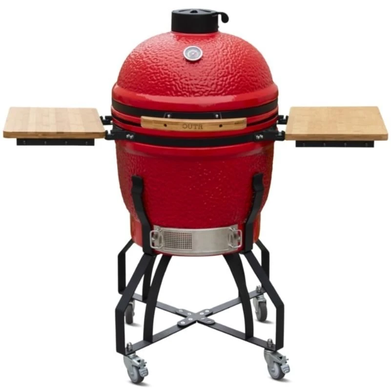 Outr Large Kamado Barbecue Met Onderstel En Side Tables Rood 3 Outr Large Kamado Barbecue Met Onderstel En Side Tables Rood