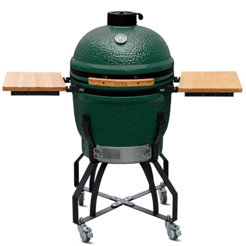 Outr Large Kamado Barbecue Met Onderstel En Side Tables Groen 3 Outr Large Kamado Barbecue Met Onderstel En Side Tables Groen
