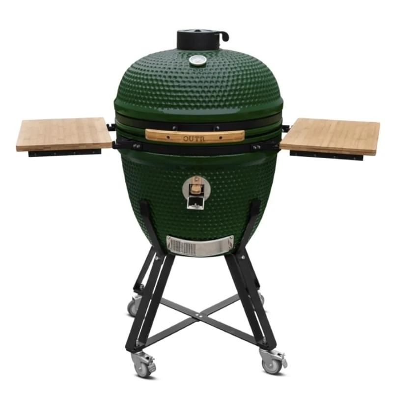 Outr Extra Large Kamado Barbecue Met Onderstel En Side Tables Groen 3 Outr Extra Large Kamado Barbecue Met Onderstel En Side Tables Groen